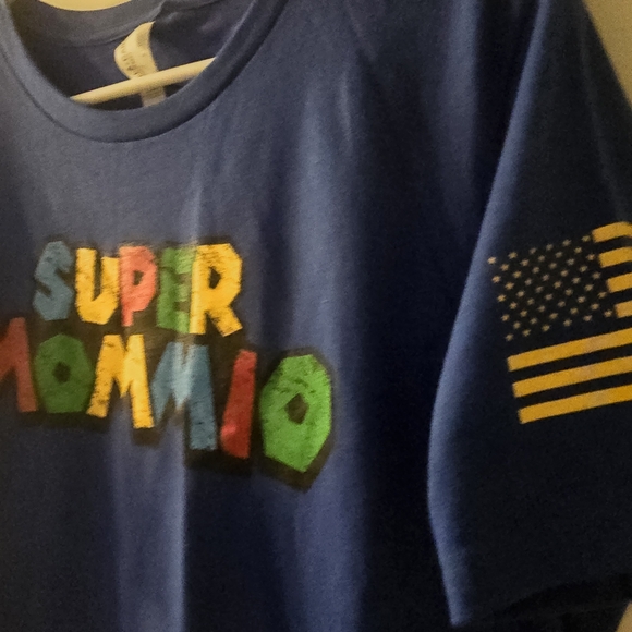Super Mommio, Super Mario Brothers, Warrior 12 t-shirt, large, blue, womens - Picture 2 of 3